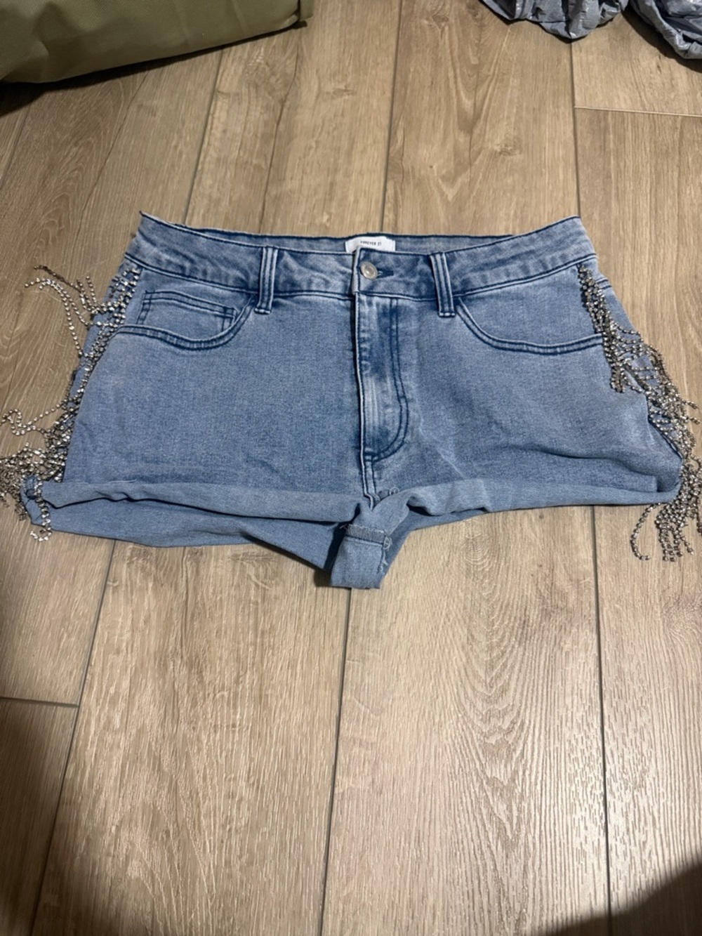 Blue Denim Women's Fringe Shorts